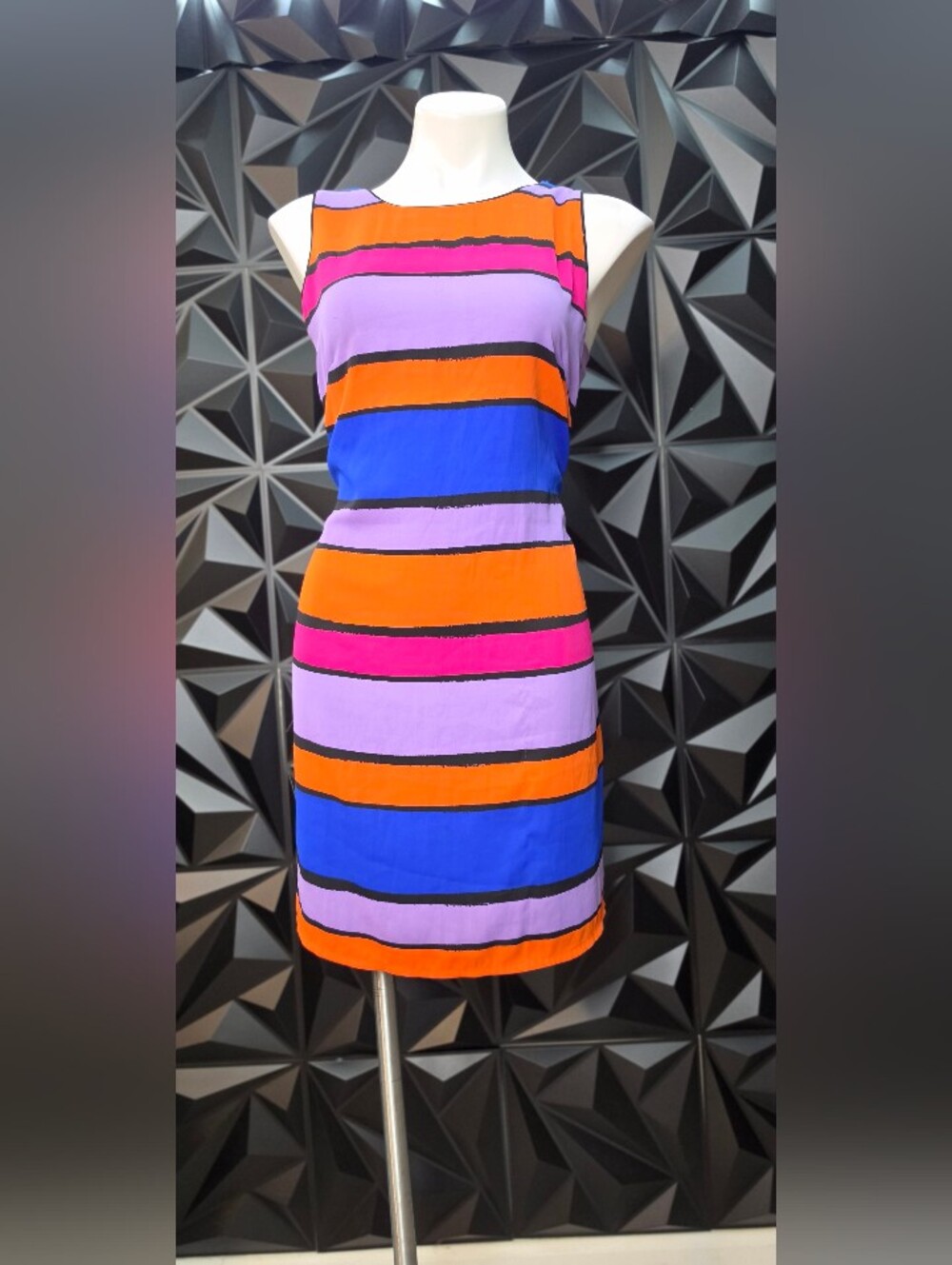 Laundry By Shelli Segal Orange, Blue & Lavender Striped Mini Dress
